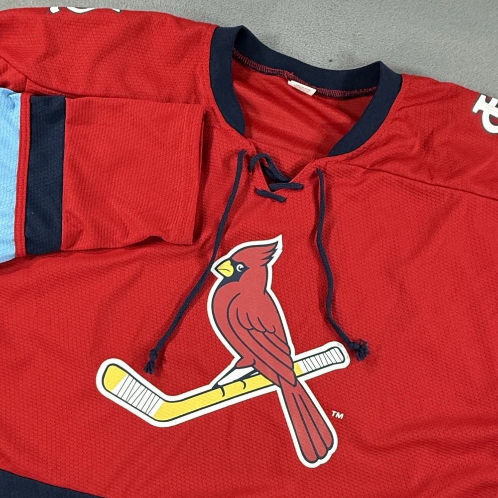 St Louis Cardinals Hockey Jersey Mens XL Red Lace Up V-Neck Stadium Give-away